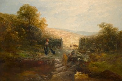 Shepherdess with Sheep by William Linnell